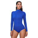 ALLNOWA Women's Long Sleeve Turtleneck Top Bodysuit Mock Neck Stretchy Leotard Jumpsuit Body Suit for Dance Gymnastics Cheerleading Fashion D301