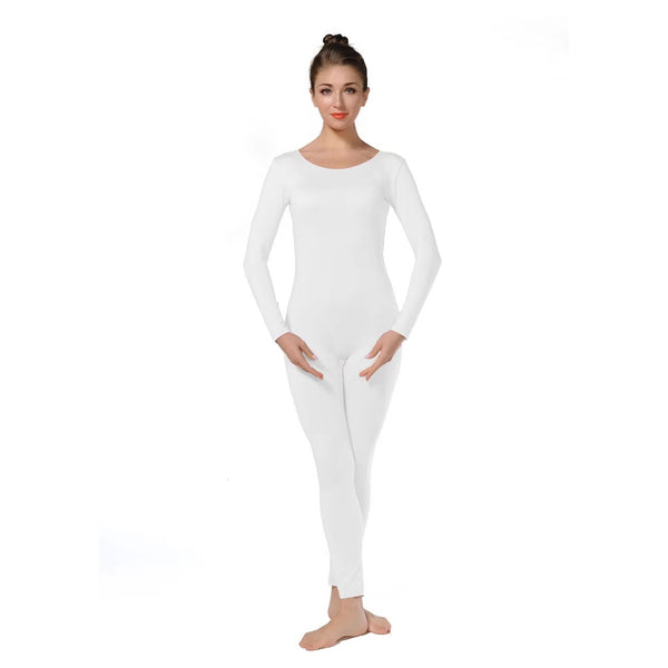 ALLNOWA Scoop Neck Full Body Footless Unitard Elastane Spandex Long Sleeve Round Neck One Piece Bodysuit Adult Unisex J102