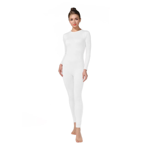 ALLNOWA Crew Neck Full Body Unitard Spandex Long Sleeve Footless One Piece Bodysuit Adult Unisex J202