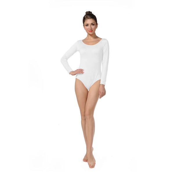 ALLNOWA Women's Scoop Neck Spandex Long Sleeve Leotard D101