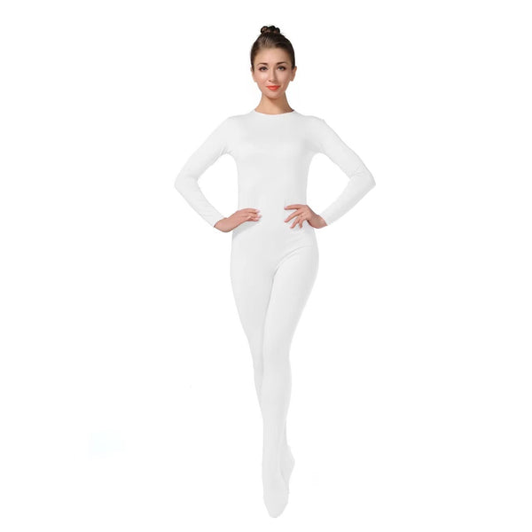 ALLNOWA Crew Neck Full Body Footed Unitard Elastane Spandex Long Sleeve Round Neck One Piece Bodysuit Adult Unisex J201