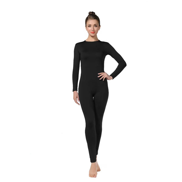 ALLNOWA Crew Neck Full Body Unitard Spandex Long Sleeve Footless One Piece Bodysuit Adult Unisex J202