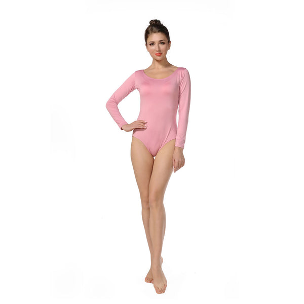 ALLNOWA Women's Scoop Neck Spandex Long Sleeve Leotard D101