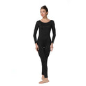 ALLNOWA Scoop Neck Full Body Footless Unitard Elastane Spandex Long Sleeve Round Neck One Piece Bodysuit Adult Unisex J102