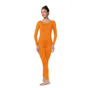 ALLNOWA Scoop Neck Full Body Footless Unitard Elastane Spandex Long Sleeve Round Neck One Piece Bodysuit Adult Unisex J102