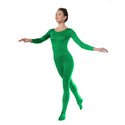 ALLNOWA Scoop Neck Full Body Unitard Spandex Long Sleeve One Piece Footed Bodysuit Adult Unisex J101