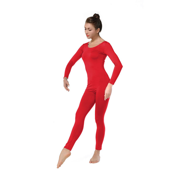 ALLNOWA Scoop Neck Full Body Footless Unitard Elastane Spandex Long Sleeve Round Neck One Piece Bodysuit Adult Unisex J102