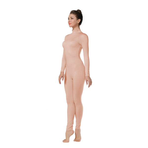 ALLNOWA Mock Turtleneck Full Body Unitard Spandex Long Sleeve Footless One Piece Bodysuit Adult Unisex J302