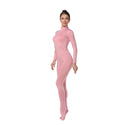 ALLNOWA Mock Turtleneck Full Body Unitard Spandex Long Sleeve Footed One Piece Bodysuit Adult Unisex J301