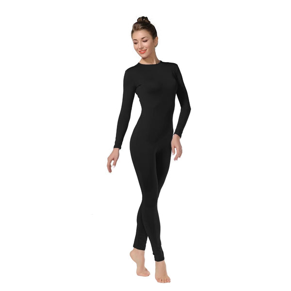 ALLNOWA Crew Neck Full Body Unitard Spandex Long Sleeve Footless One Piece Bodysuit Adult Unisex J202