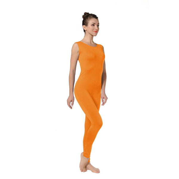 ALLNOWA Scoop Neck Full Body Footed Tank Unitard Elastane Spandex Sleeveless Round Neck One Piece Bodysuit Adult Unisex J103