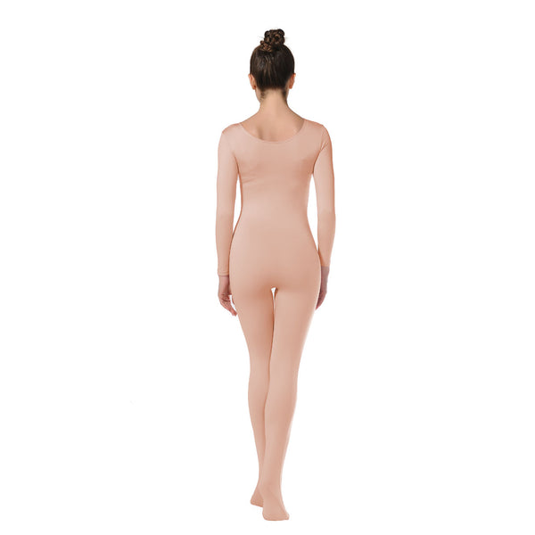 ALLNOWA Scoop Neck Full Body Unitard Spandex Long Sleeve One Piece Footed Bodysuit Adult Unisex J101