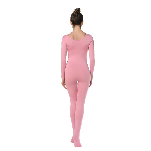 Adult Women's Nylon Spandex Unitard Long Sleeve Yoga Jumpsuit Scoop Neck  Basic Bodysuit One-Piece Fitness Clothing Pink XL(height175-180cm) :  : Clothing, Shoes & Accessories