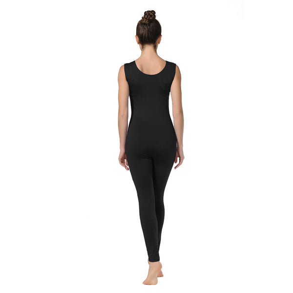 ALLNOWA Scoop Neck Full Body Footed Tank Unitard Elastane Spandex Sleeveless Round Neck One Piece Bodysuit Adult Unisex J103