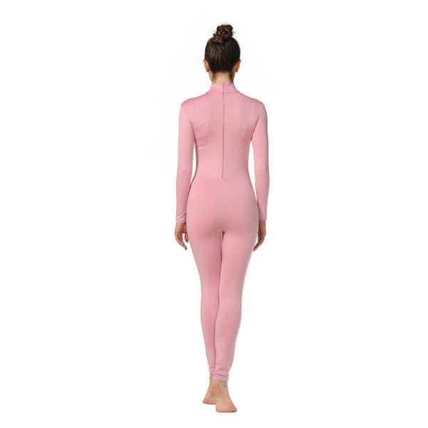 ALLNOWA Mock Turtleneck Full Body Unitard Spandex Long Sleeve Footless One Piece Bodysuit Adult Unisex J302