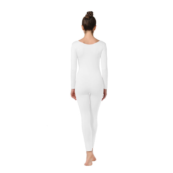 ALLNOWA Scoop Neck Full Body Footless Unitard Elastane Spandex Long Sleeve Round Neck One Piece Bodysuit Adult Unisex J102