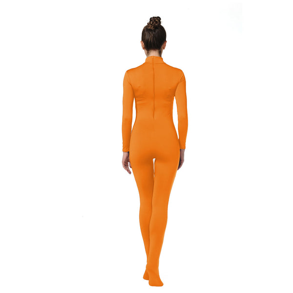 ALLNOWA Mock Turtleneck Full Body Unitard Spandex Long Sleeve Footed One Piece Bodysuit Adult Unisex J301