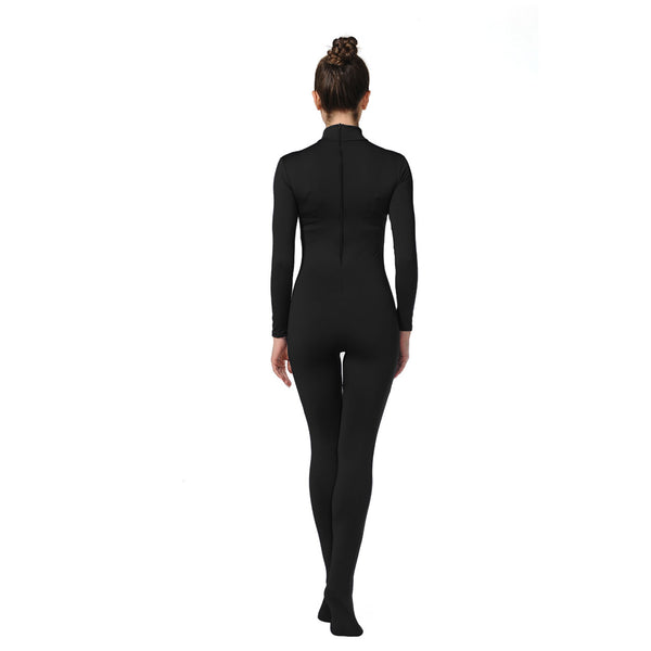 ALLNOWA Mock Turtleneck Full Body Unitard Spandex Long Sleeve Footed One Piece Bodysuit Adult Unisex J301