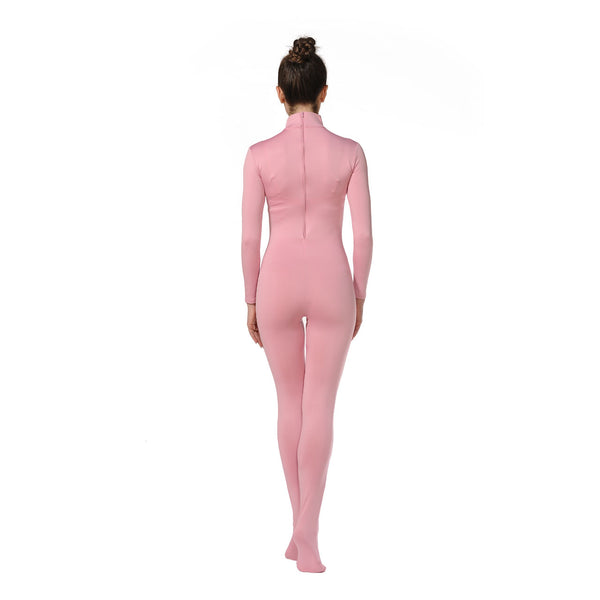 ALLNOWA Mock Turtleneck Full Body Unitard Spandex Long Sleeve Footed One Piece Bodysuit Adult Unisex J301