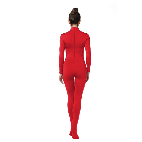 ALLNOWA Mock Turtleneck Full Body Unitard Spandex Long Sleeve Footed One Piece Bodysuit Adult Unisex J301